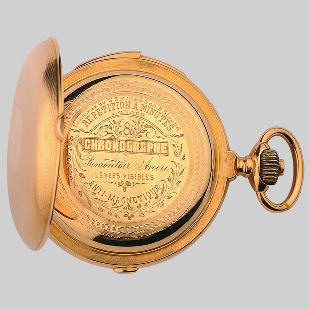 Золотые карманные часы с репетиром и хронографом S.Smith&Son 19 века