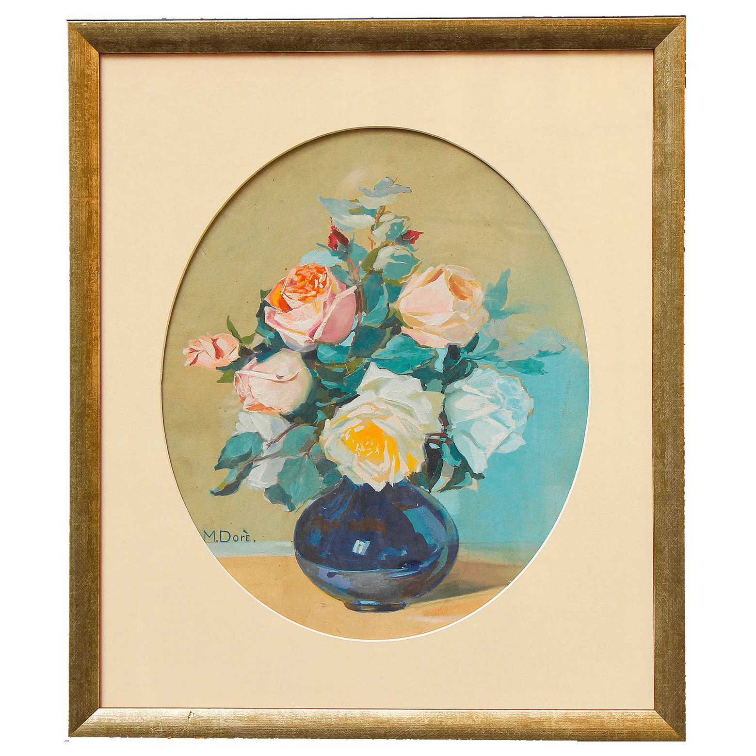 Картина «Букет Роз» художника M. Dore нач. 20 в., бумага, акварель