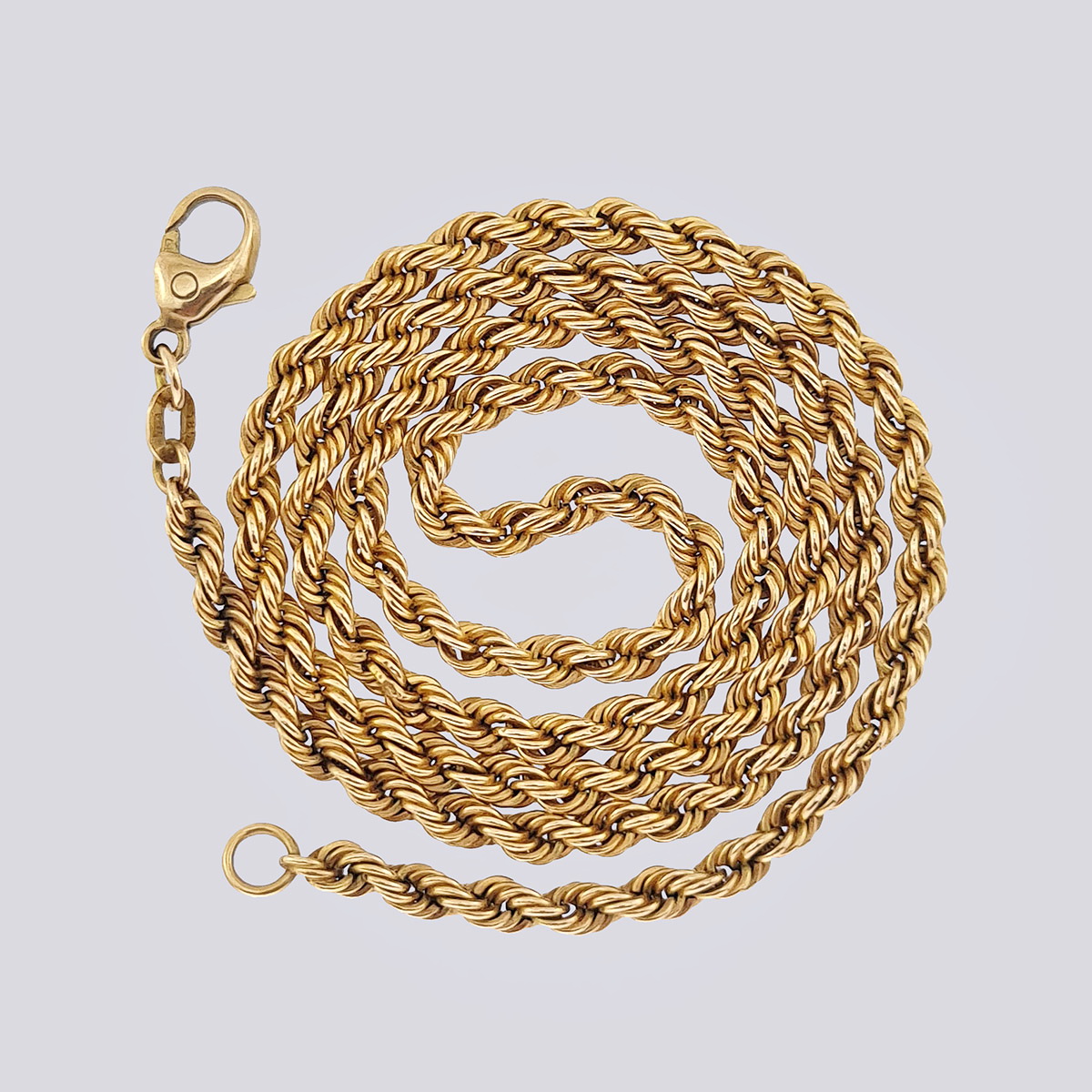 Дутая золотая цепь плетения «верёвка» (СССР, 585 проба)