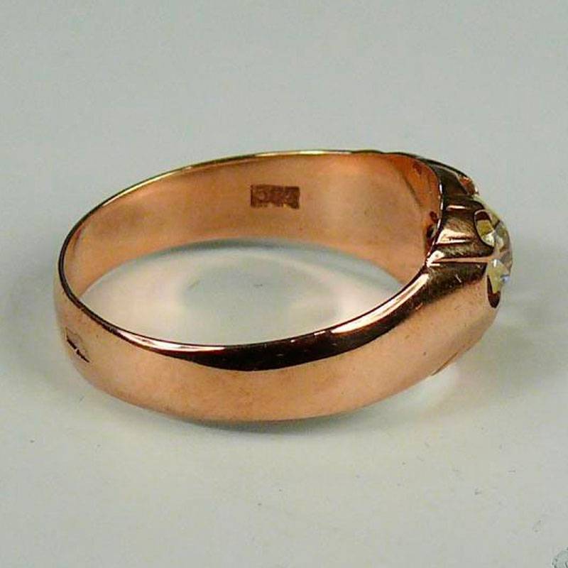 Кольцо с большим бриллиантом из золота 500 пробы 20 века