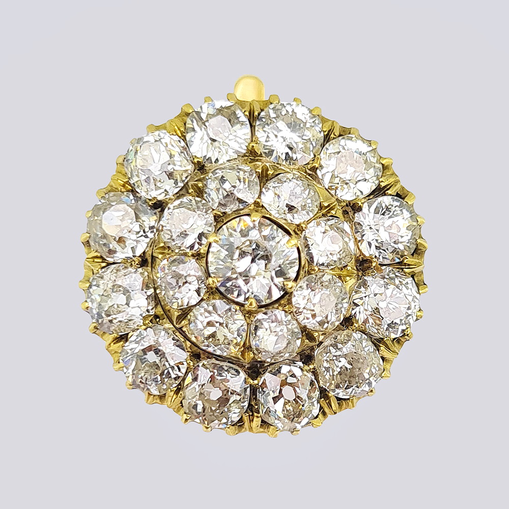 Серьги малины с бриллиантами из золота 56 пробы 19 века