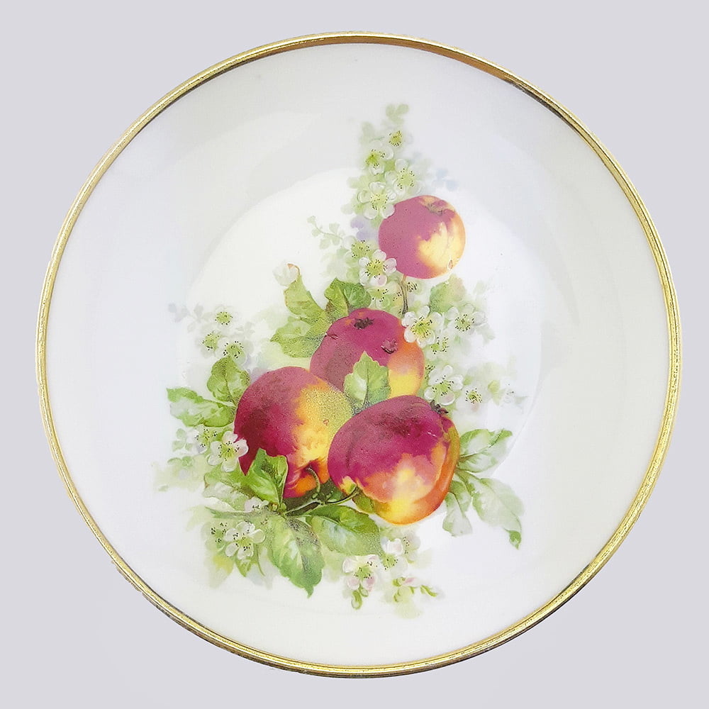 Фарфоровая тарелка с персиками и золотой каймой 18 см (Германия)