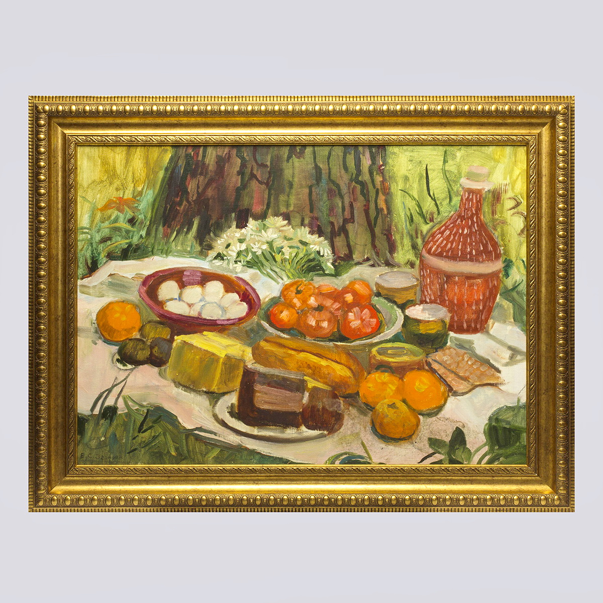 Картина «Завтрак на траве» художник Зернова Е. С., 1980 г., холст, масло