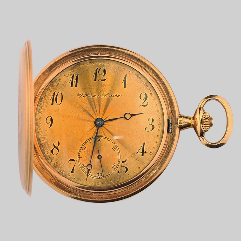 Швейцарские золотые карманные часы (V.Henri Leuba, 19 век)