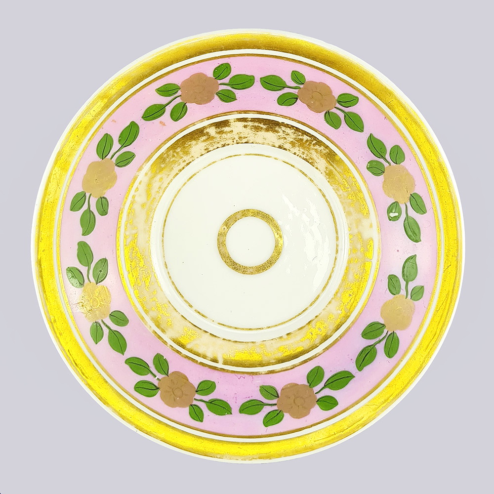 Чайная пара с орнаментом по розовому фону (завод Гарднеръ, сер. 19 века)