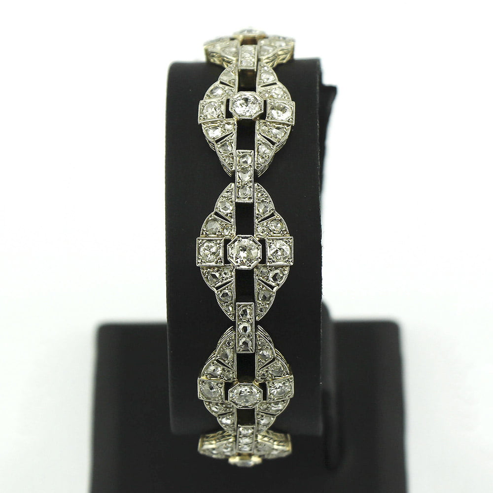 Браслет с бриллиантами и алмазами из платины 950 пробы 20 века