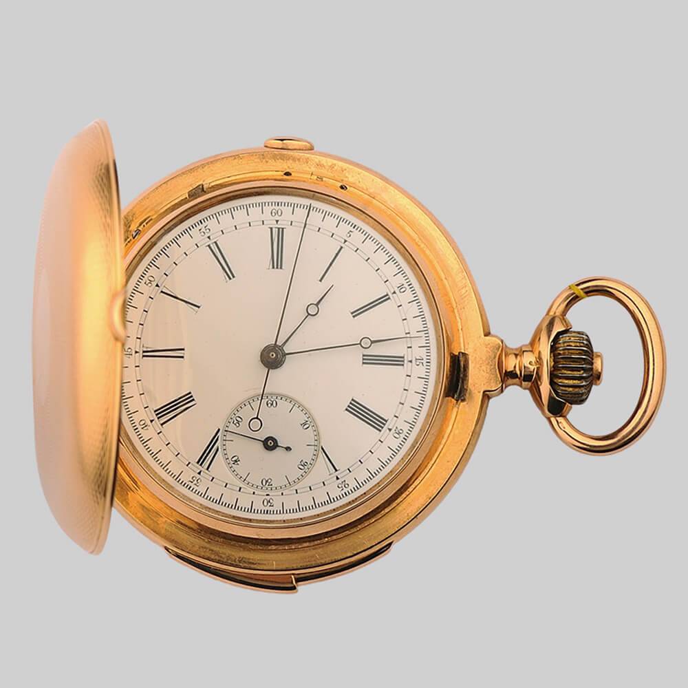 Золотые карманные часы с репетиром и хронографом S.Smith&Son 19 века