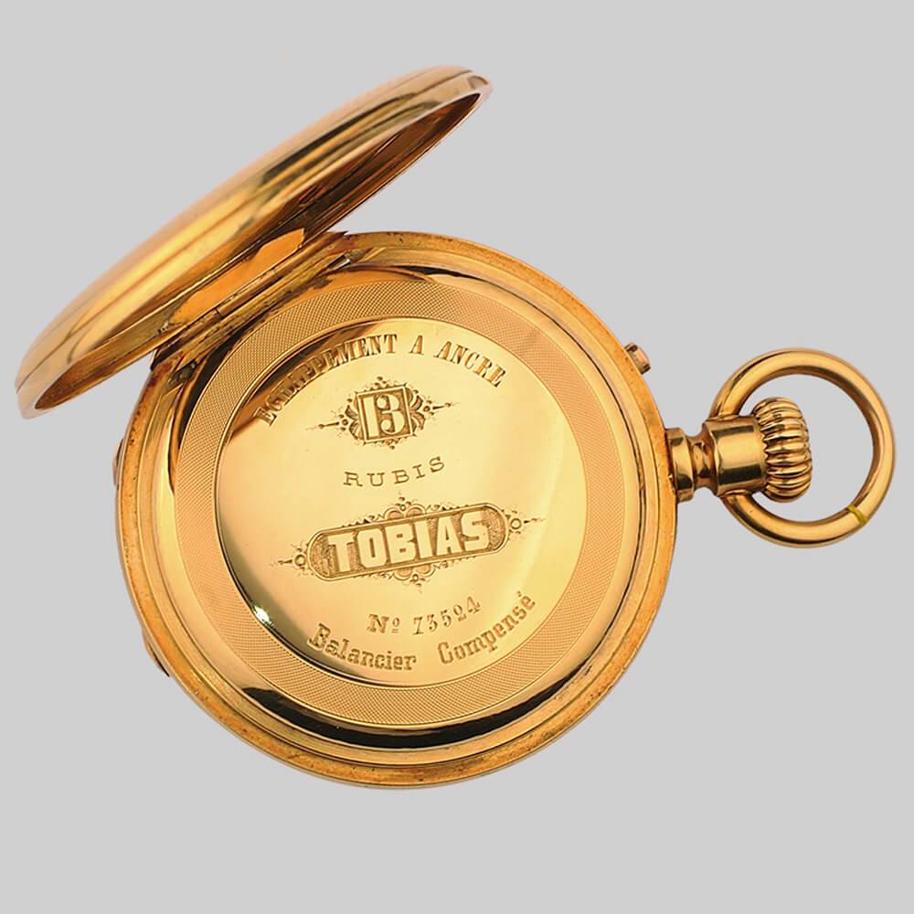 Золотые 3-х крышечные часы с механизмом фирмы Tobias конца 19 века
