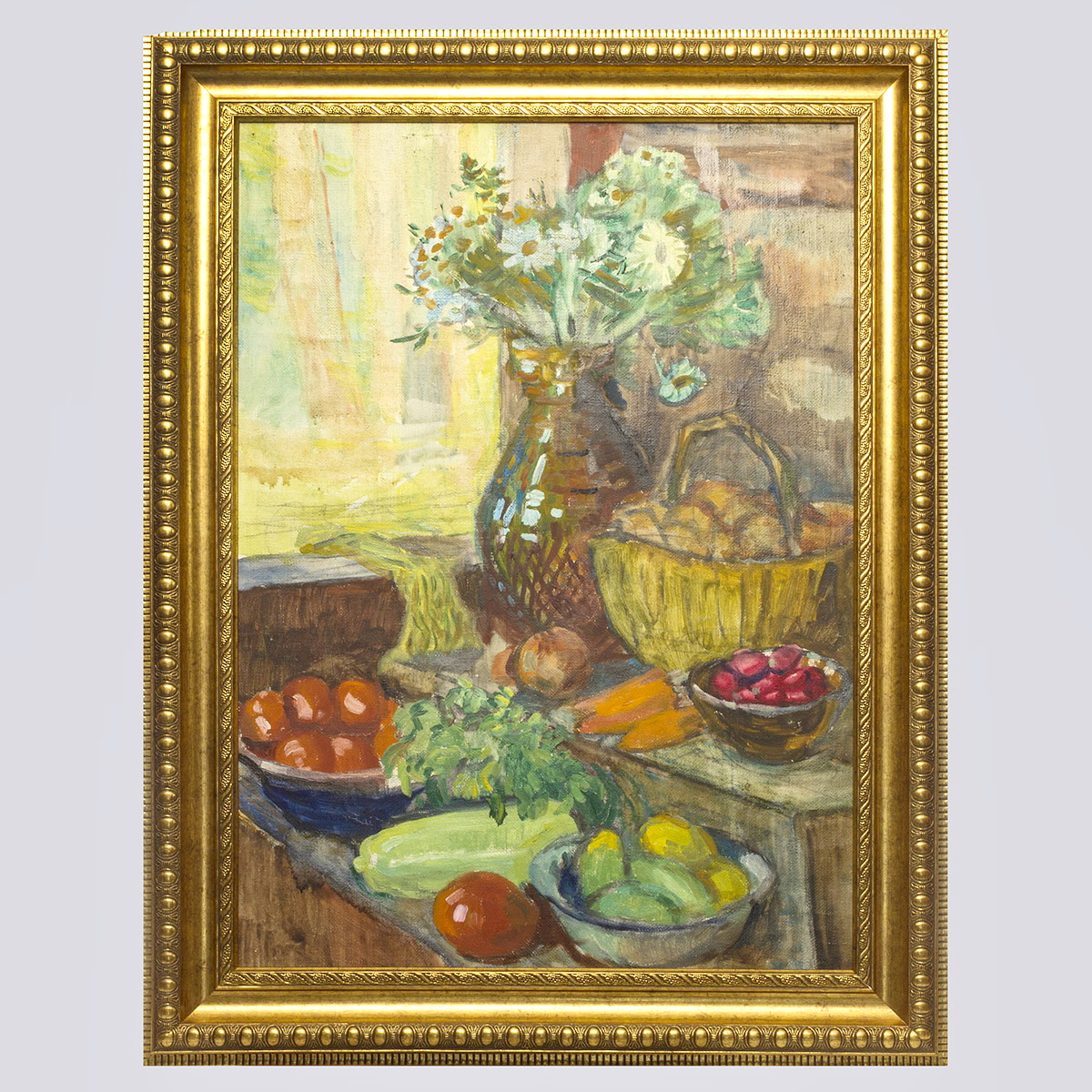 Картина «Овощи и букет» худ. Зернова Е. С., холст, масло