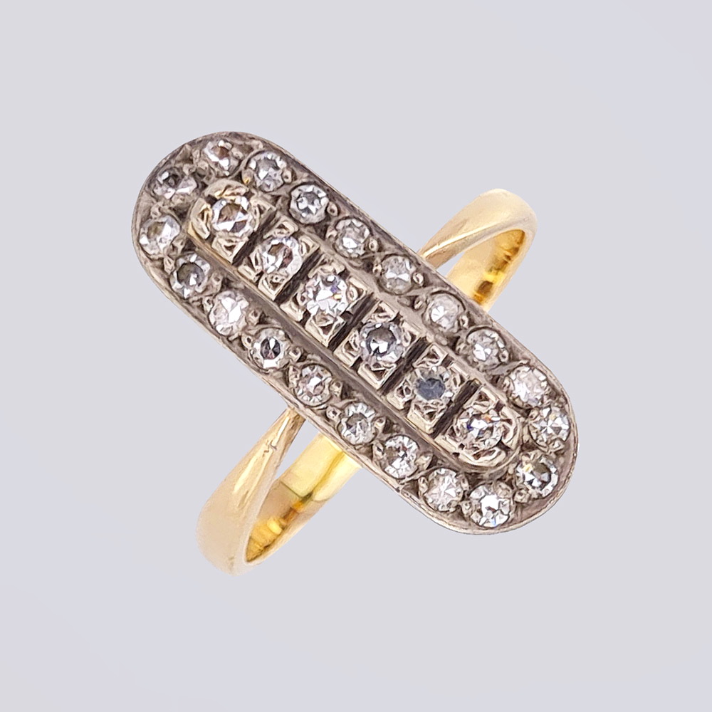 Золотое кольцо с якутскими бриллиантами (СССР, 583 проба)
