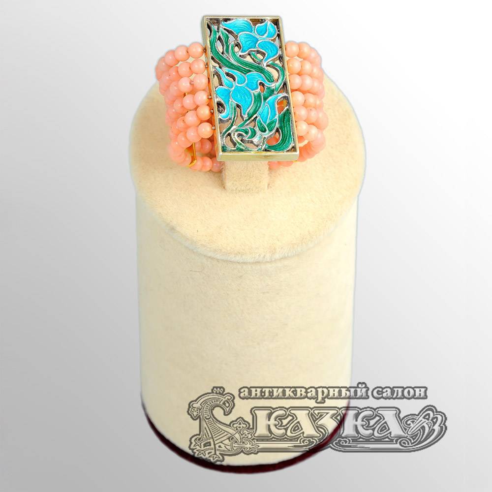 Авторский комплект браслет-манжет, кольцо, серьги подвески из серебра 875 пробы и коралла