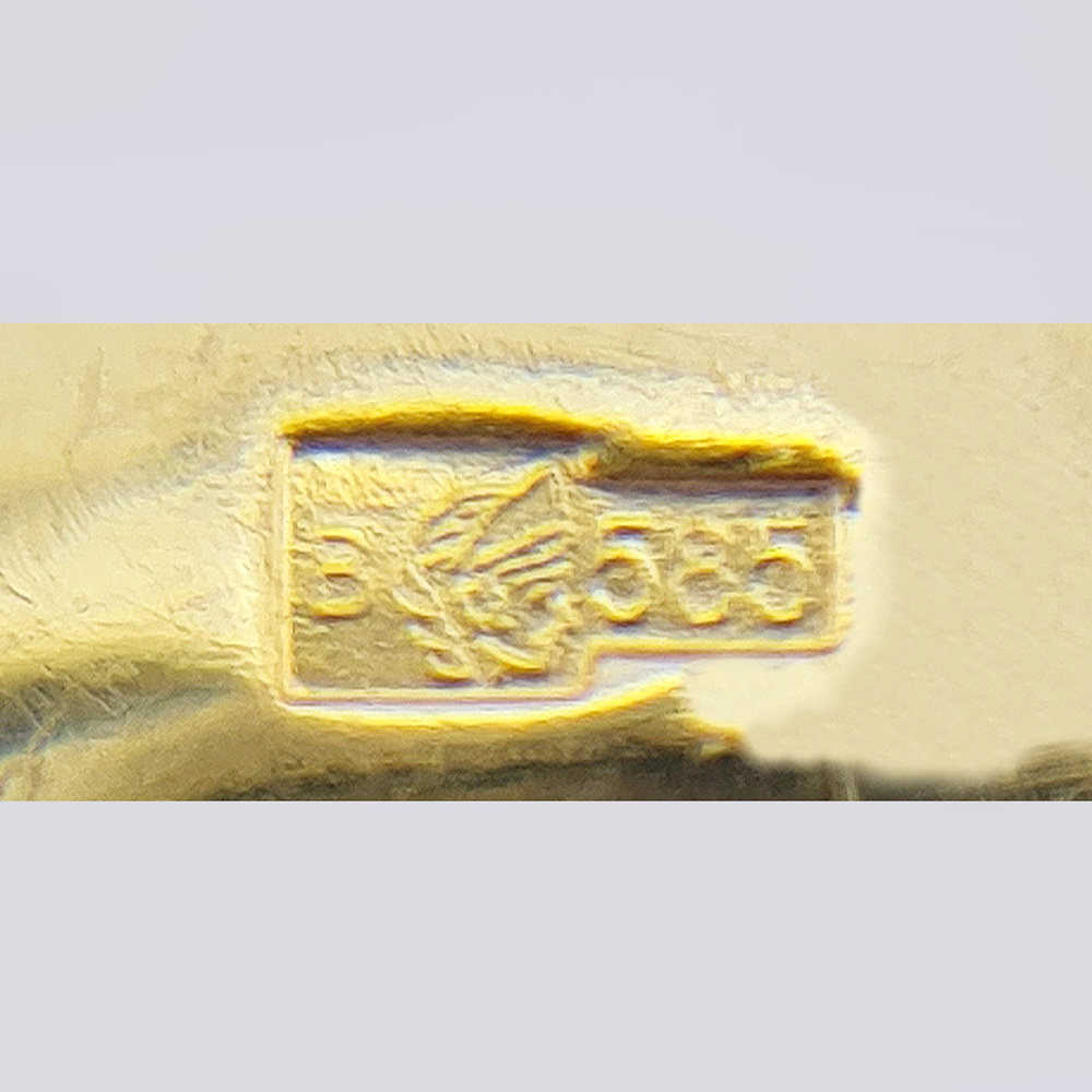 Комплект кольцо и серьги из золота 585 пробы с крупной бирюзой