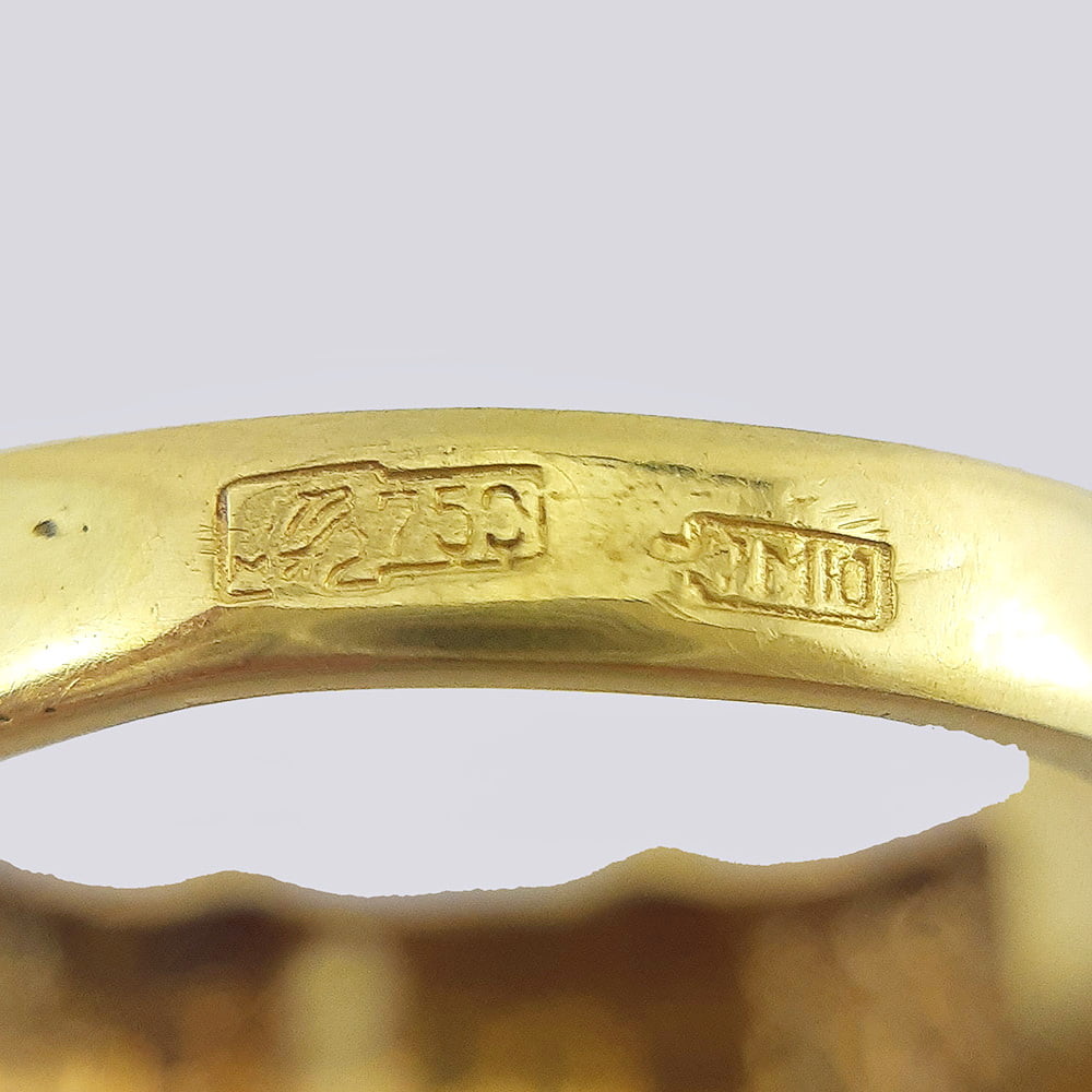 Кольцо золото 750 пробы с цветными фантазийными бриллиантами