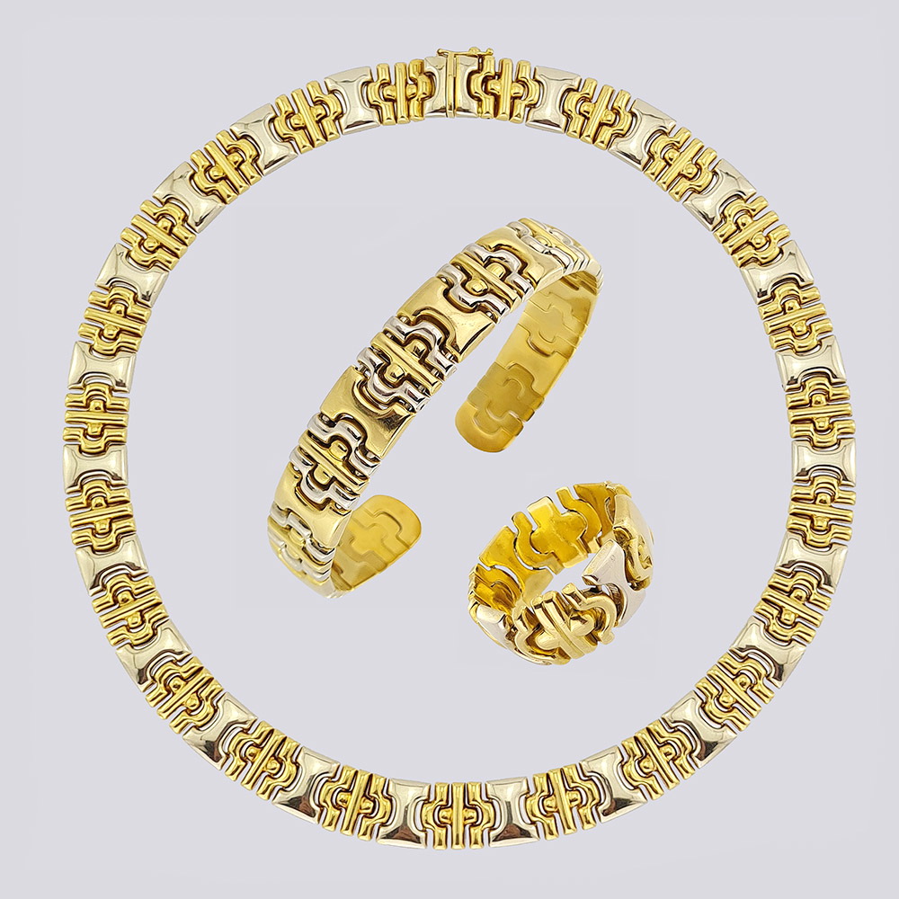 Комплект цепь, браслет и кольцо из золота 750 пробы
