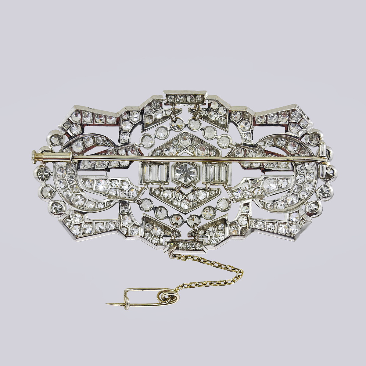 Брошь из золота 750 пробы и платины 900 с бриллиантами старой огранки