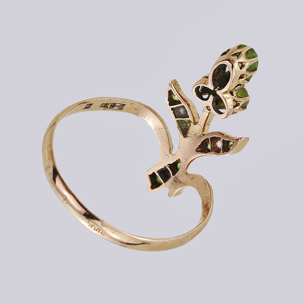 Кольцо ветка золотое 56 пробы