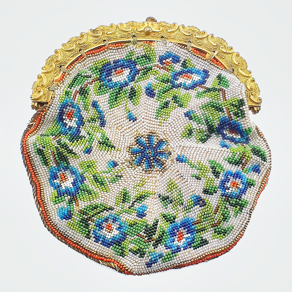 Двухсторонний бисерный кошелёк «Голубой вьюнок» 19 века