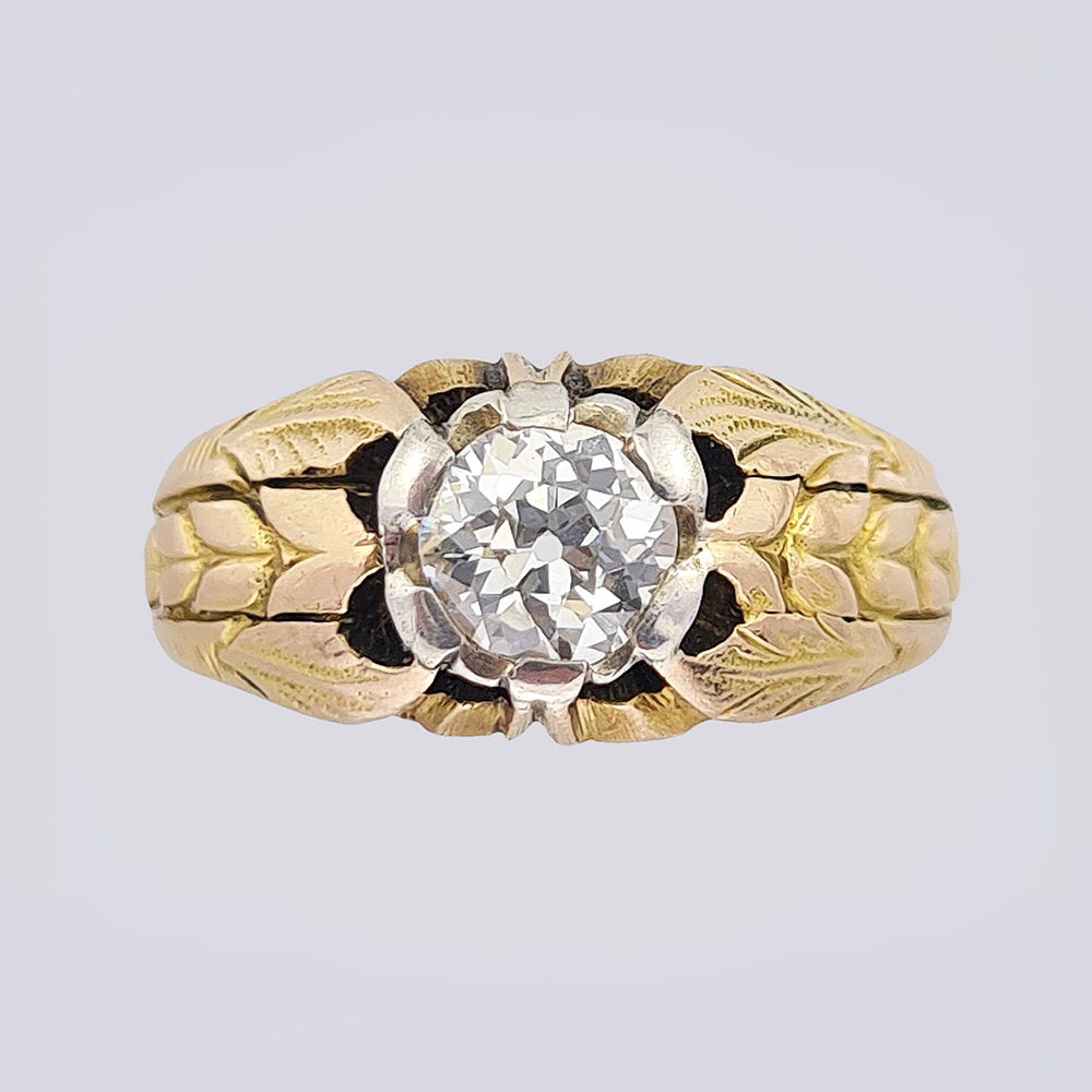 Классическое кольцо с бриллиантом из золота 56 пробы
