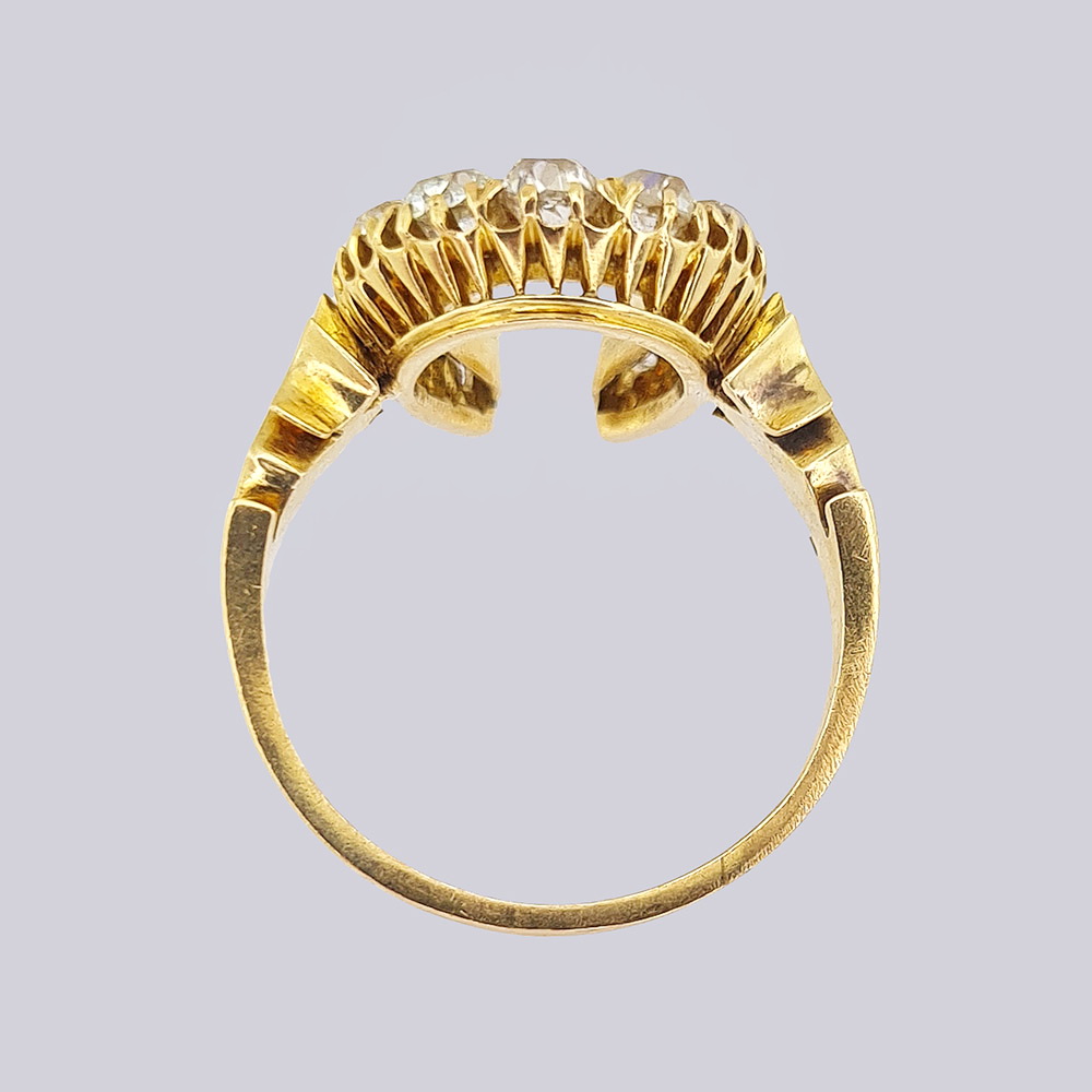 Золотое кольцо «Подкова» с бриллиантами старой огранки