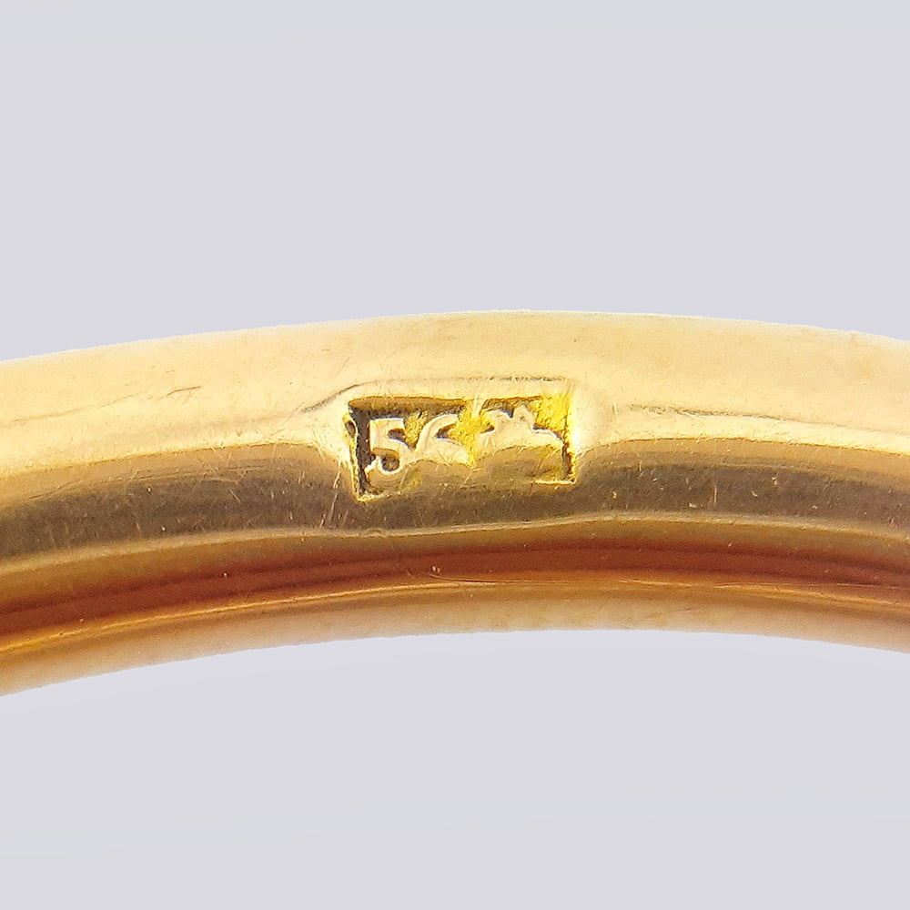 Русский жесткий дутый браслет из золота 56 пробы с 2 аметистами и природным жемчугом
