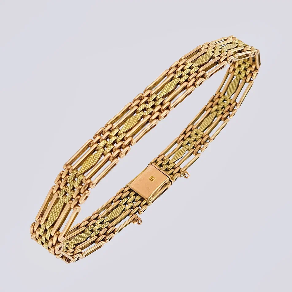 Золотой двухцветный браслет 56-й пробы