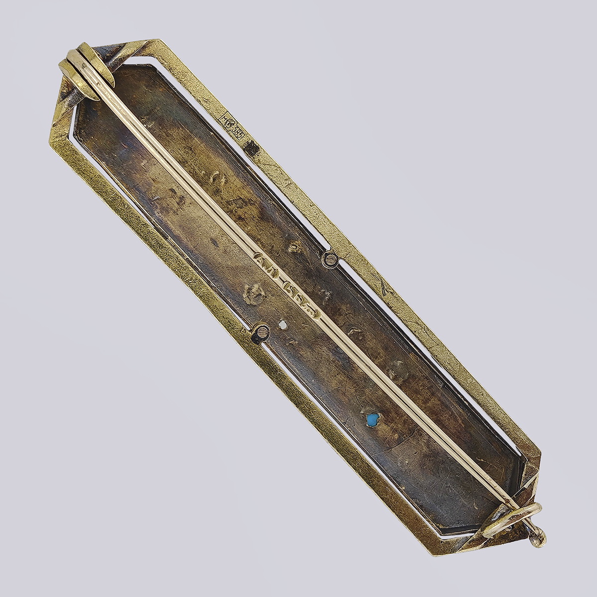 Брошь золото 56 пробы с натуральной бирюзой и речным жемчугом