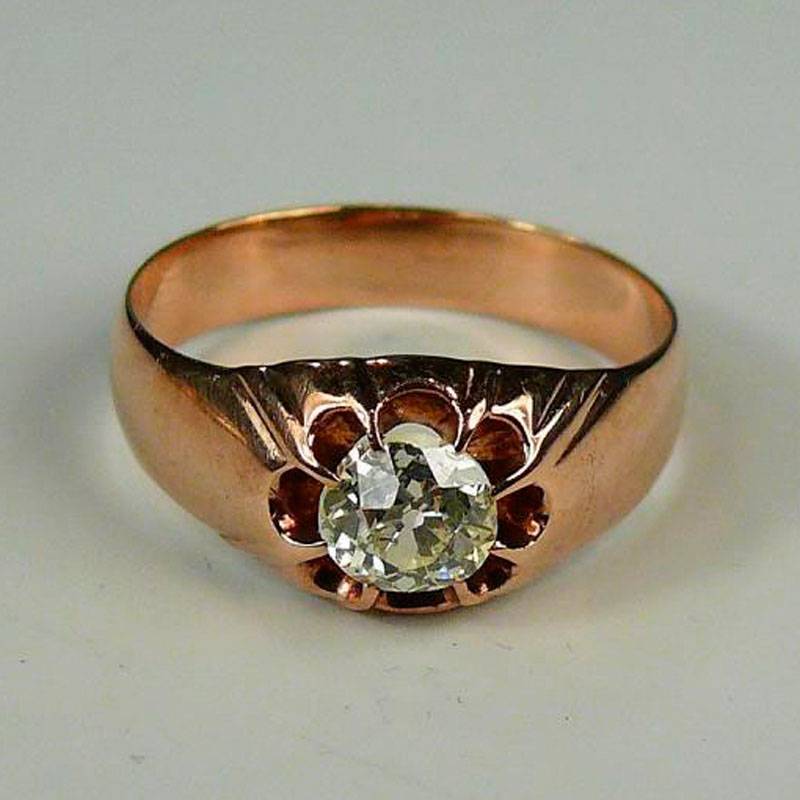 Кольцо с большим бриллиантом из золота 500 пробы 20 века