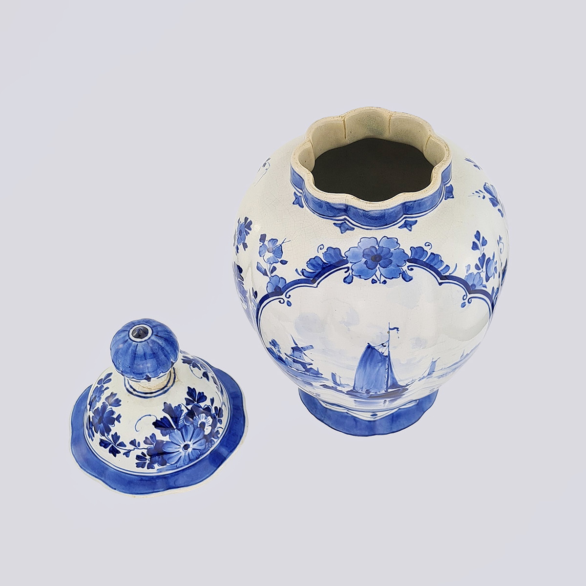 Парные керамические вазы с росписью (Голландия, Королевство Нидерландов, 19 век)