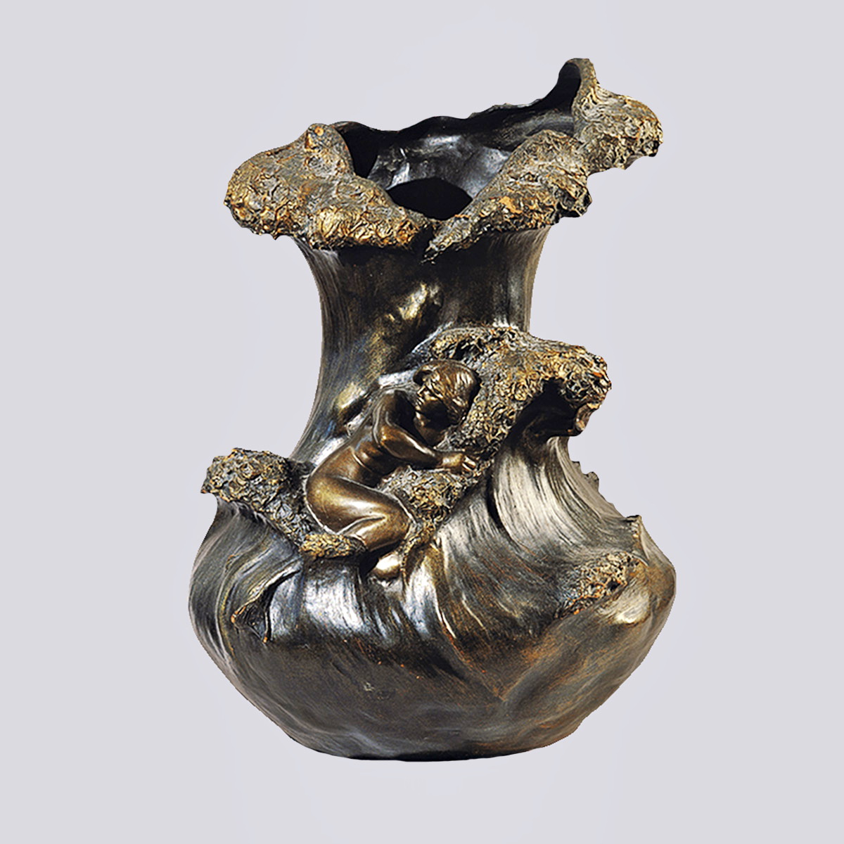 Старинная ваза «Волна» из терракоты в стиле модерн