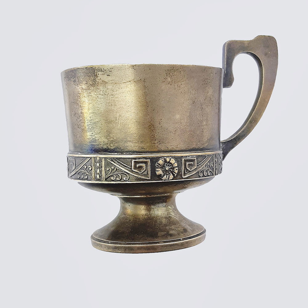 Чашка с блюдцем в стиле модерн из серебра 84 пробы (2 Артель, 19 века)