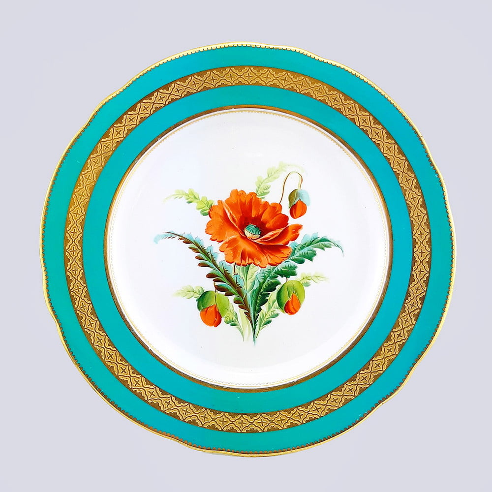 Декоративная пара тарелок «цветы» из фарфора с полихромной живописью (Франция, 20 в.)