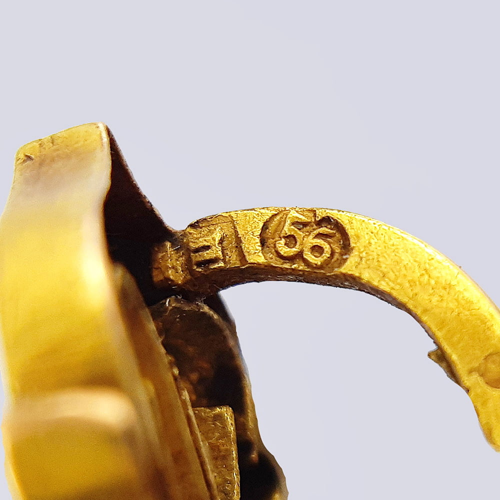 Золотые серьги «якоря» с речным жемчугом конца 19 века