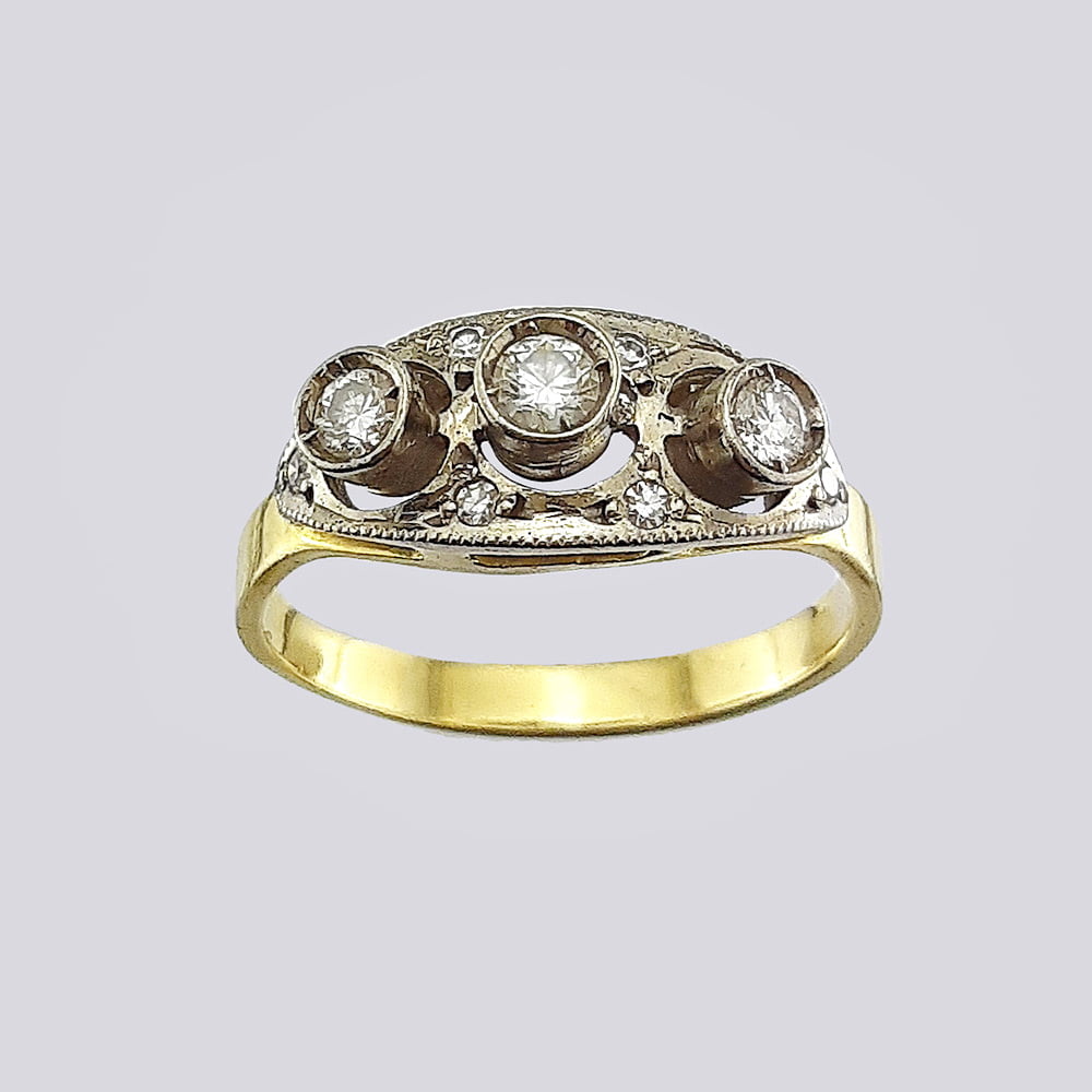 Золотое кольцо СССР дорожка с якутскими бриллиантами