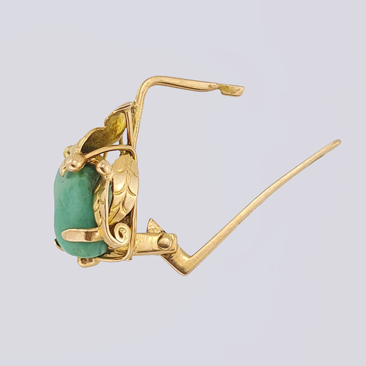 Золотой комплект 585 пробы - кольцо, подвеска и серьги с природной бирюзой