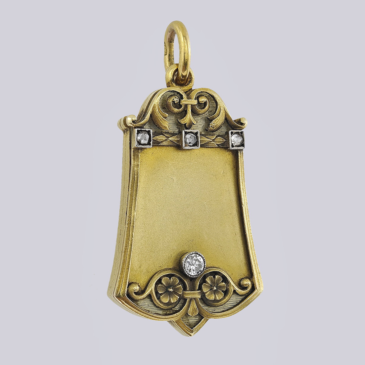 Подвеска локет из золота с гиошированной эмалью русский 