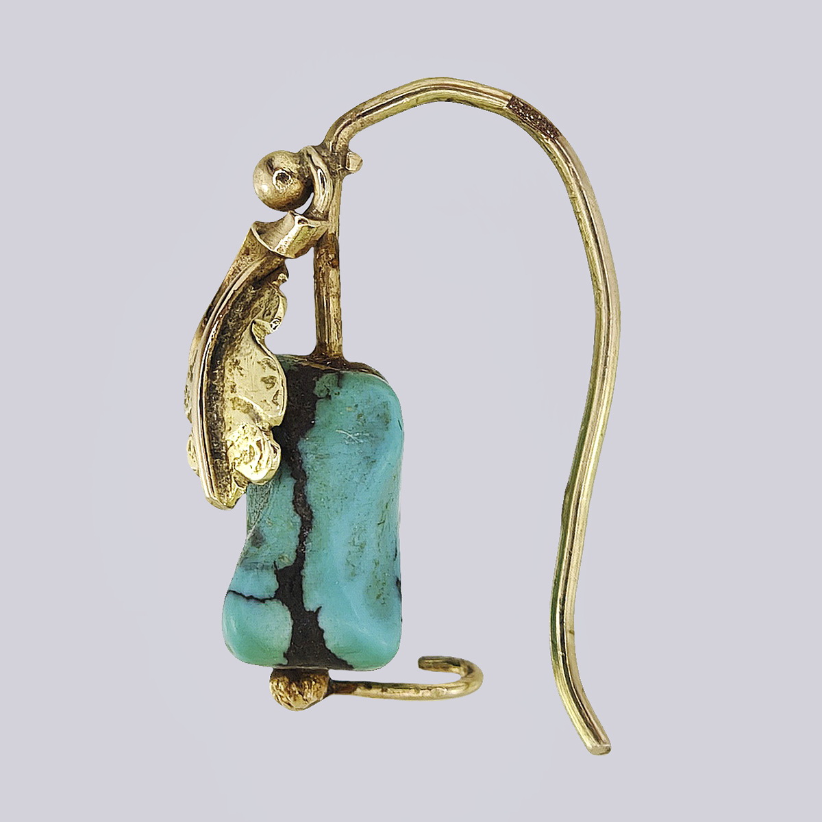 Комплект серьги и кольцо из золота 500-й пробы с бирюзой