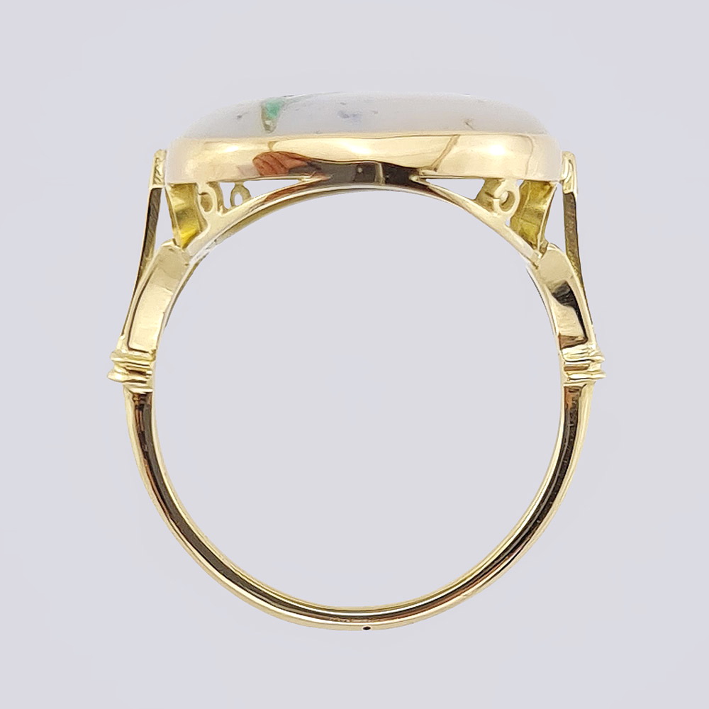 Золотое кольцо «Тюльпан» с агатом (585 проба)