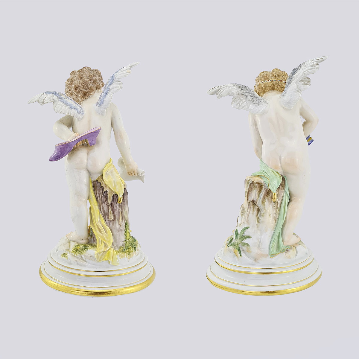 Парные фигуры ангелов «Брачный контракт и ангел скрепляет сердца» (Мейсен, Германия, 19 век)