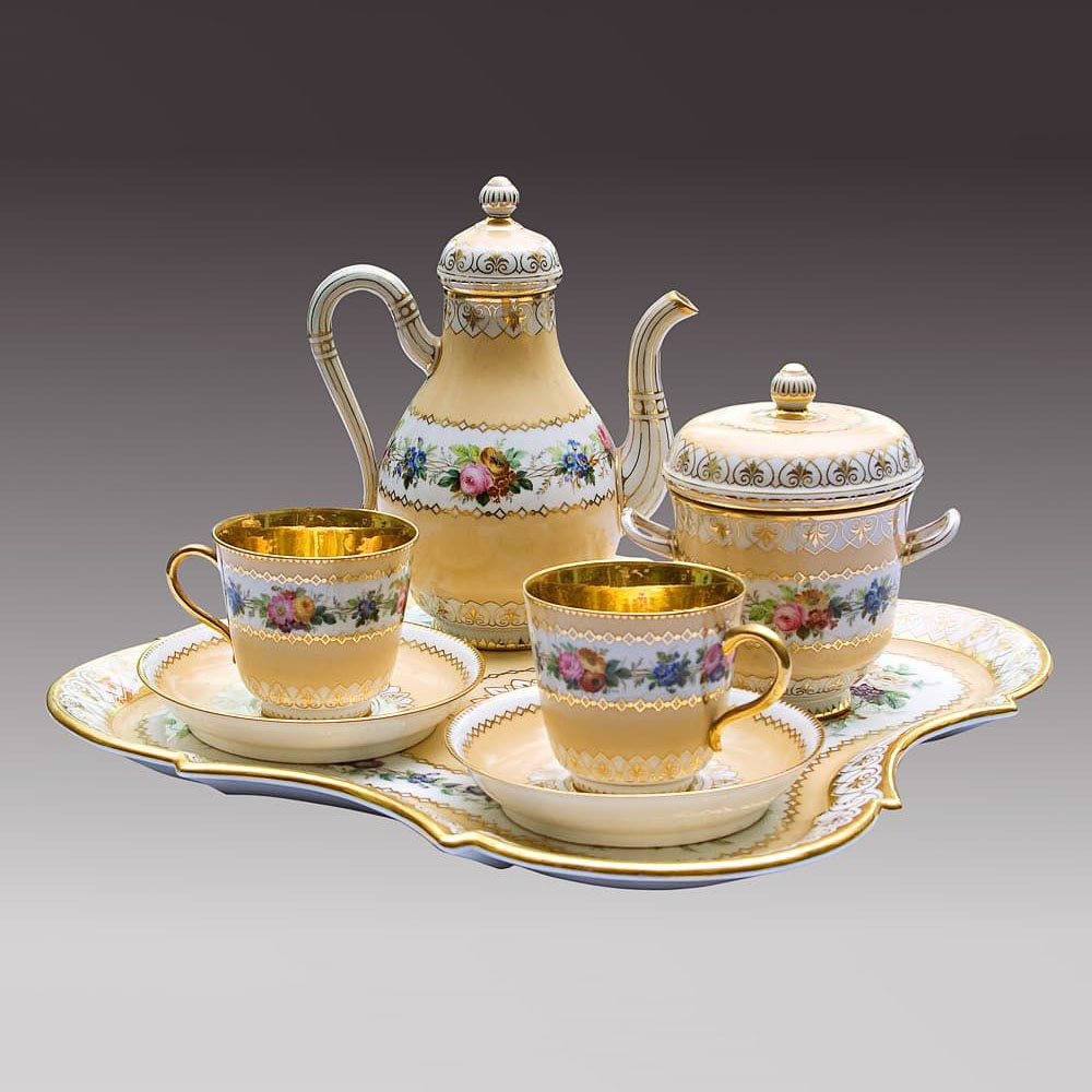 Чайный набор «Тет-а-тет» из фарфора 19 век (ИФЗ А II, Российская Империя)