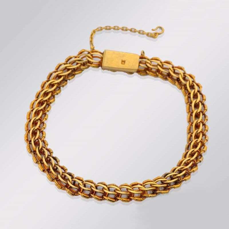 Старинный объёмный плетённый браслет из золота 56 пробы