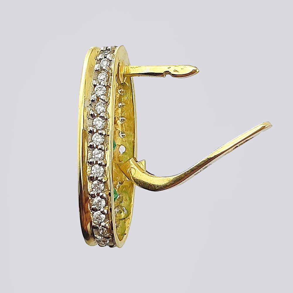 Комплект кольцо и серьги из золота 750 с изумрудами и бриллиантами