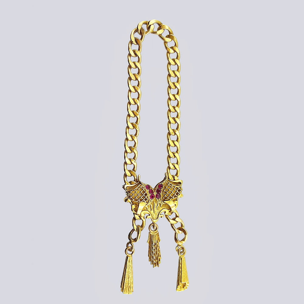 Антикварный русский золотой браслет с подвесками виде кисточек