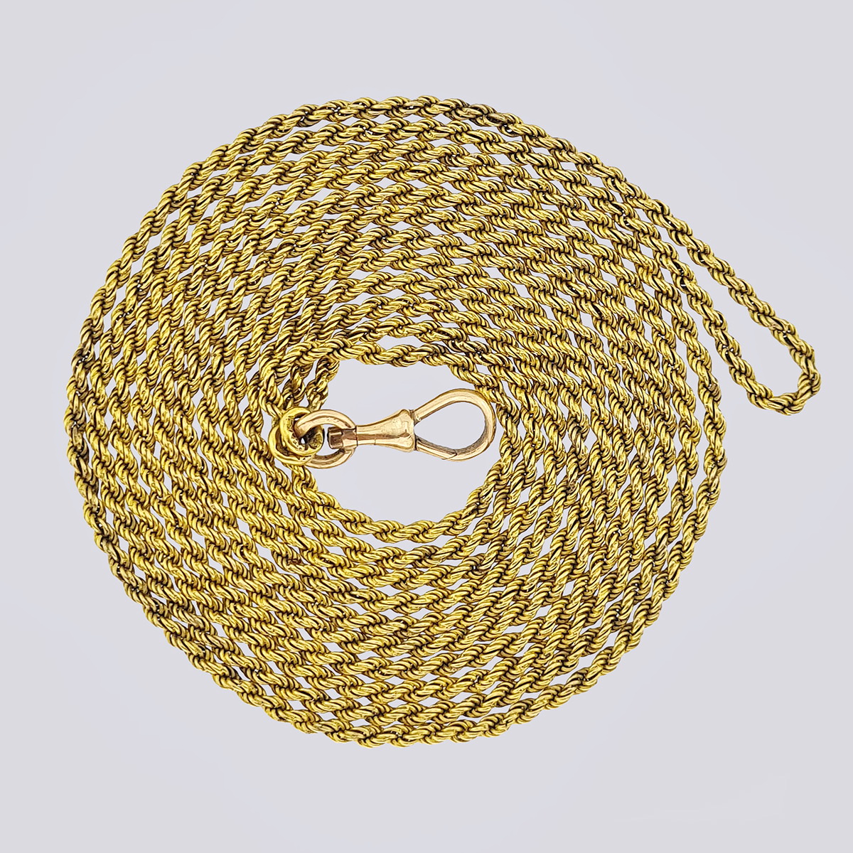 Золотая цепь для часов с плетением верёвка (19 в., 153 см)