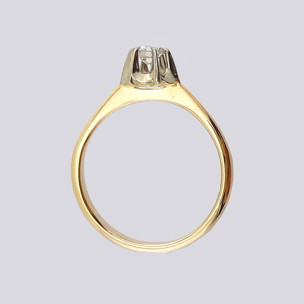 Золотое кольцо СССР с Якутским бриллиантом (583 проба)