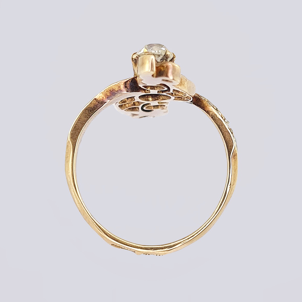 Кольцо золотое с природным рубином и бриллиантами 19 века