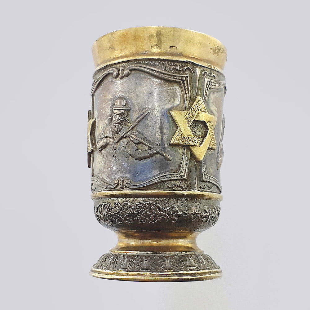 Пара рюмок из серебра 925 пробы с еврейской символикой