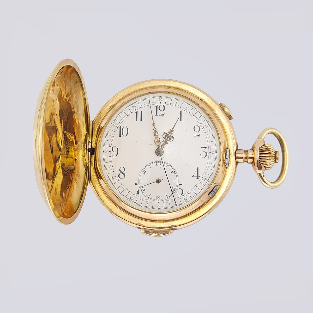 Карманные трёхкрышечные часы с четвертным репетиром из золота 585 пробы (Швейцария, 19 век)