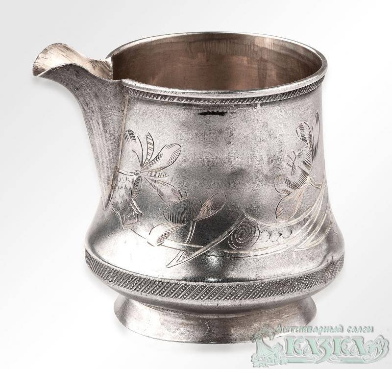 Молочник без ручки из серебра 84 пробы конца 19 века
