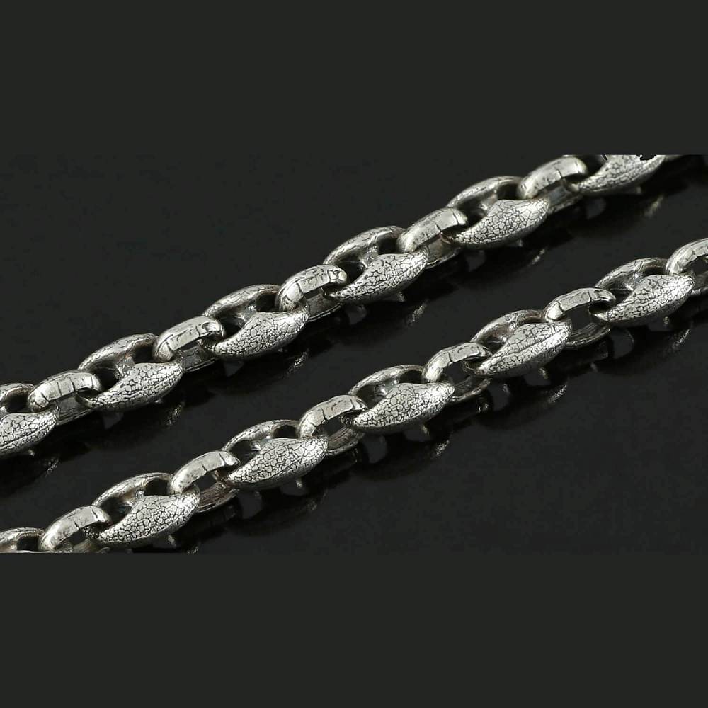Авторская мужская цепь с «кракелюрами» 88 см из серебра 875 пробы