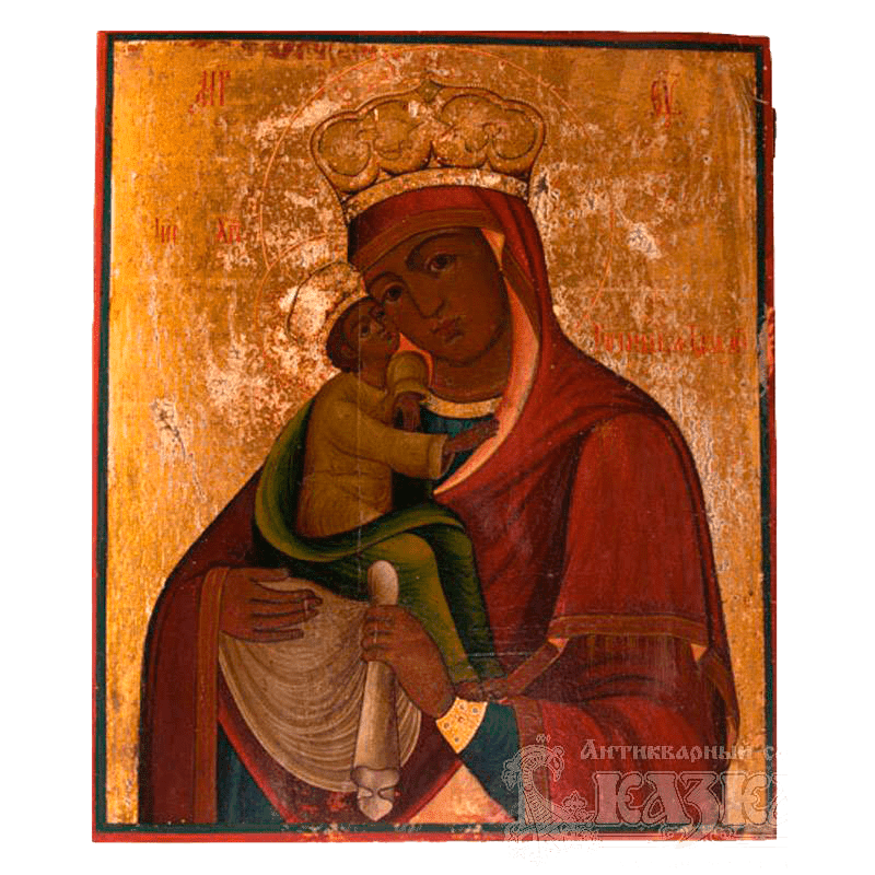 Икона «Почаевская Пресвятая Богородица» кон. 19-нач. 20 в., левкас, темпера